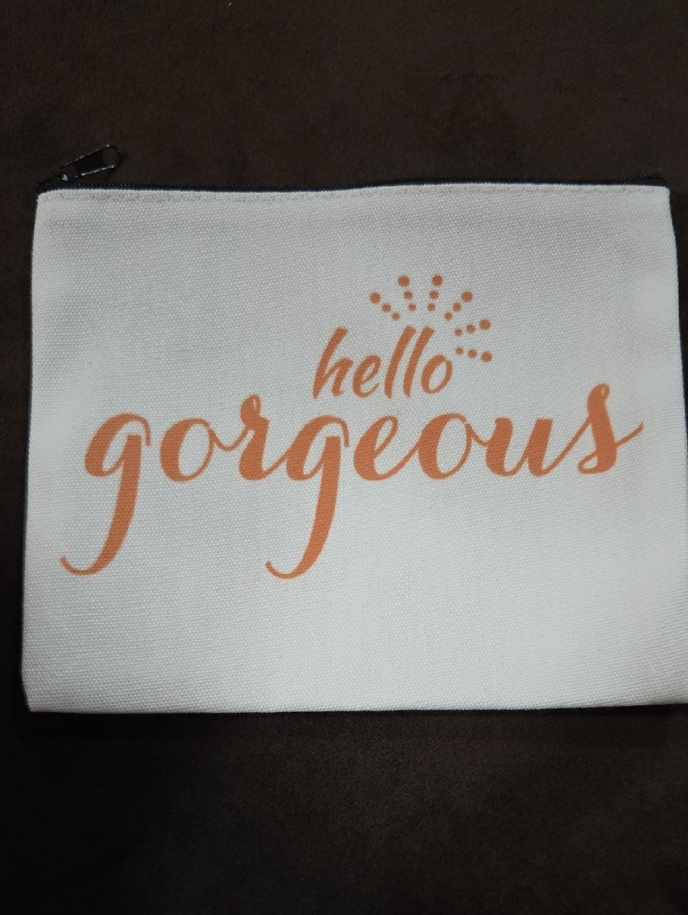 Hello Gorgeous White Canvas Cosmetic Pouch